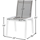 Meridian Nizuc Grey Mesh Water Resistant Fabric Outdoor Patio Aluminum Mesh Dining Chair IMAGE 7