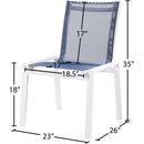 Meridian Nizuc Navy Mesh Water Resistant Fabric Outdoor Patio Aluminum Mesh Dining Chair IMAGE 7