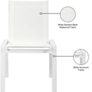Meridian Nizuc White Mesh Water Resistant Fabric Outdoor Patio Aluminum Mesh Dining Chair IMAGE 8