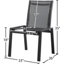 Meridian Nizuc Black Mesh Water Resistant Fabric Outdoor Patio Aluminum Mesh Dining Chair IMAGE 7