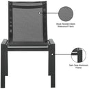 Meridian Nizuc Black Mesh Water Resistant Fabric Outdoor Patio Aluminum Mesh Dining Chair IMAGE 8