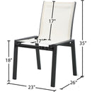Meridian Nizuc White Mesh Water Resistant Fabric Outdoor Patio Aluminum Mesh Dining Chair IMAGE 7