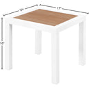 Meridian Nizuc Brown Wood Look Accent Paneling Outdoor Patio Aluminum End Table IMAGE 6