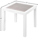 Meridian Nizuc Grey Wood Look Accent Paneling Outdoor Patio Aluminum End Table IMAGE 6