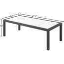 Meridian Nizuc White Wood Look Accent Paneling Outdoor Patio Aluminum Coffee Table IMAGE 6