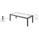 Meridian Nizuc White Wood Look Accent Paneling Outdoor Patio Aluminum Coffee Table IMAGE 7