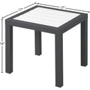 Meridian Nizuc White Wood Look Accent Paneling Outdoor Patio Aluminum End Table IMAGE 6