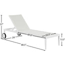 Meridian Nizuc White Mesh Water Resistant Fabric Outdoor Patio Aluminum Mesh Chaise Lounge Chair IMAGE 13