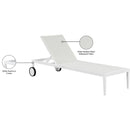 Meridian Nizuc White Mesh Water Resistant Fabric Outdoor Patio Aluminum Mesh Chaise Lounge Chair IMAGE 14