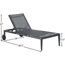 Meridian Nizuc Black Mesh Water Resistant Fabric Outdoor Patio Aluminum Mesh Chaise Lounge Chair IMAGE 13