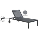 Meridian Nizuc Black Mesh Water Resistant Fabric Outdoor Patio Aluminum Mesh Chaise Lounge Chair IMAGE 14