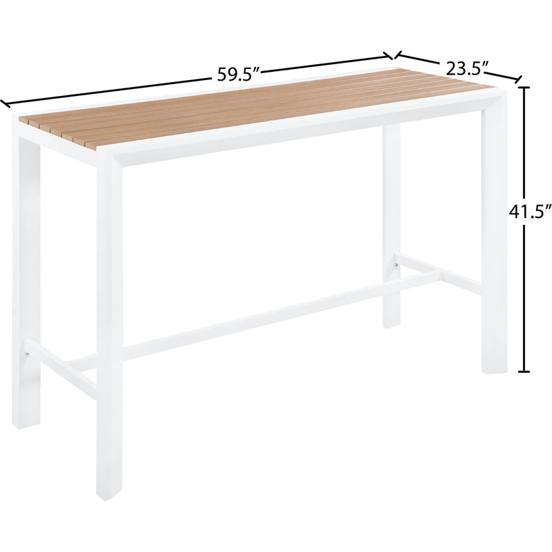 Meridian Nizuc Brown Wood Look Accent Paneling Outdoor Patio Aluminum Rectangle Bar Table IMAGE 6
