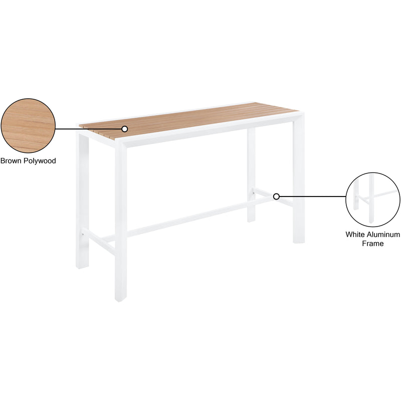 Meridian Nizuc Brown Wood Look Accent Paneling Outdoor Patio Aluminum Rectangle Bar Table IMAGE 7