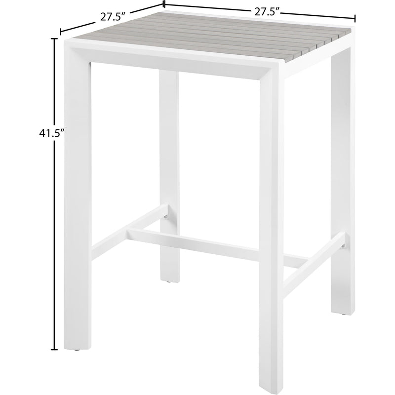 Meridian Nizuc Grey Wood Look Accent Paneling Outdoor Patio Aluminum Square Bar Table IMAGE 6