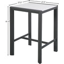 Meridian Nizuc White Wood Look Accent Paneling Outdoor Patio Aluminum Square Bar Table IMAGE 6