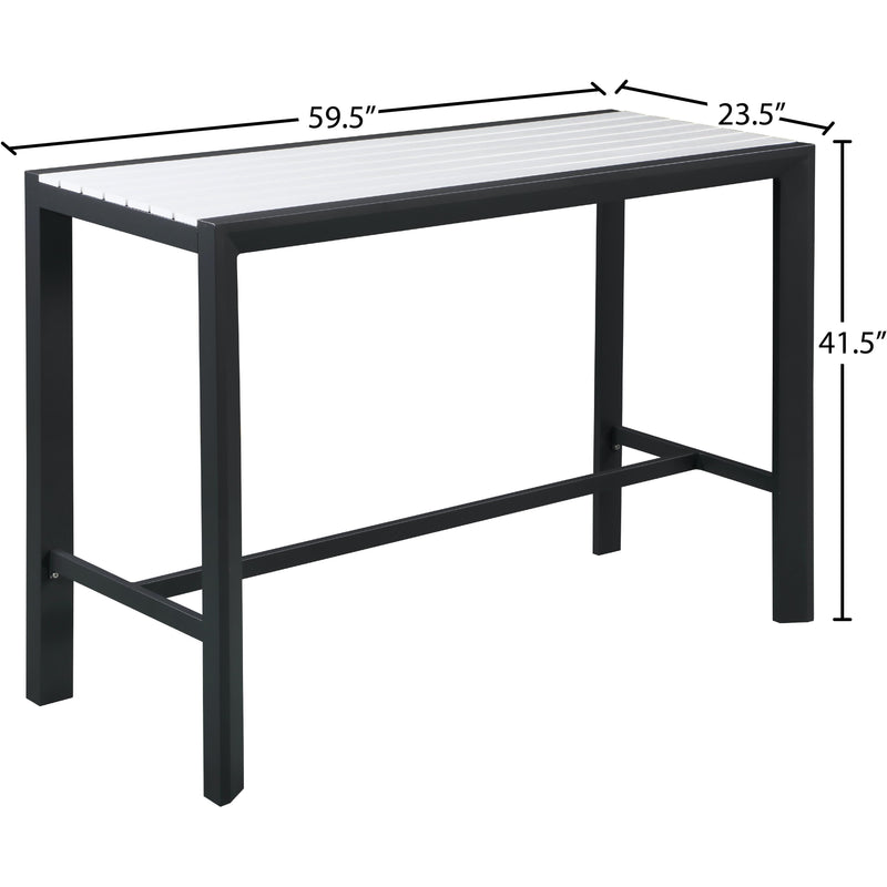 Meridian Nizuc White Wood Look Accent Paneling Outdoor Patio Aluminum Rectangle Bar Table IMAGE 6