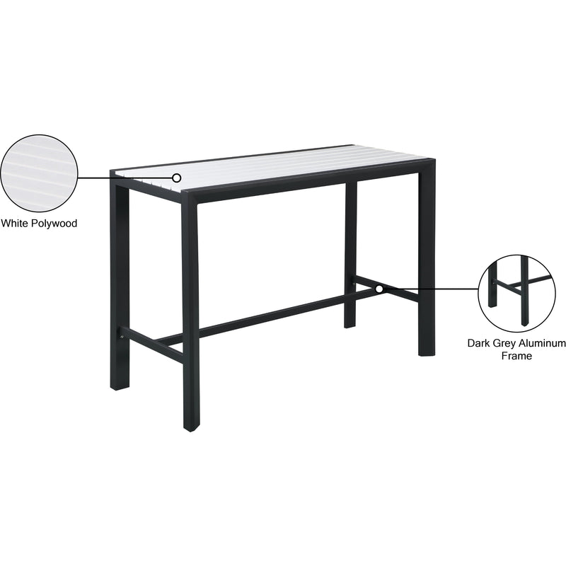 Meridian Nizuc White Wood Look Accent Paneling Outdoor Patio Aluminum Rectangle Bar Table IMAGE 7