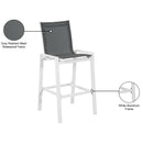 Meridian Nizuc Grey Mesh Water Resistant Fabric Outdoor Patio Aluminum Mesh Barstool IMAGE 8