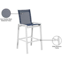 Meridian Nizuc Navy Mesh Water Resistant Fabric Outdoor Patio Aluminum Mesh Barstool IMAGE 8
