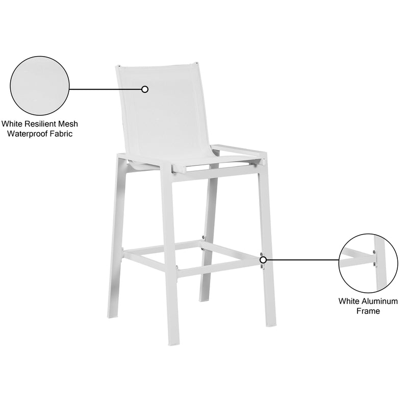 Meridian Nizuc White Mesh Water Resistant Fabric Outdoor Patio Aluminum Mesh Barstool IMAGE 8