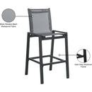 Meridian Nizuc Black Mesh Water Resistant Fabric Outdoor Patio Aluminum Mesh Barstool IMAGE 8