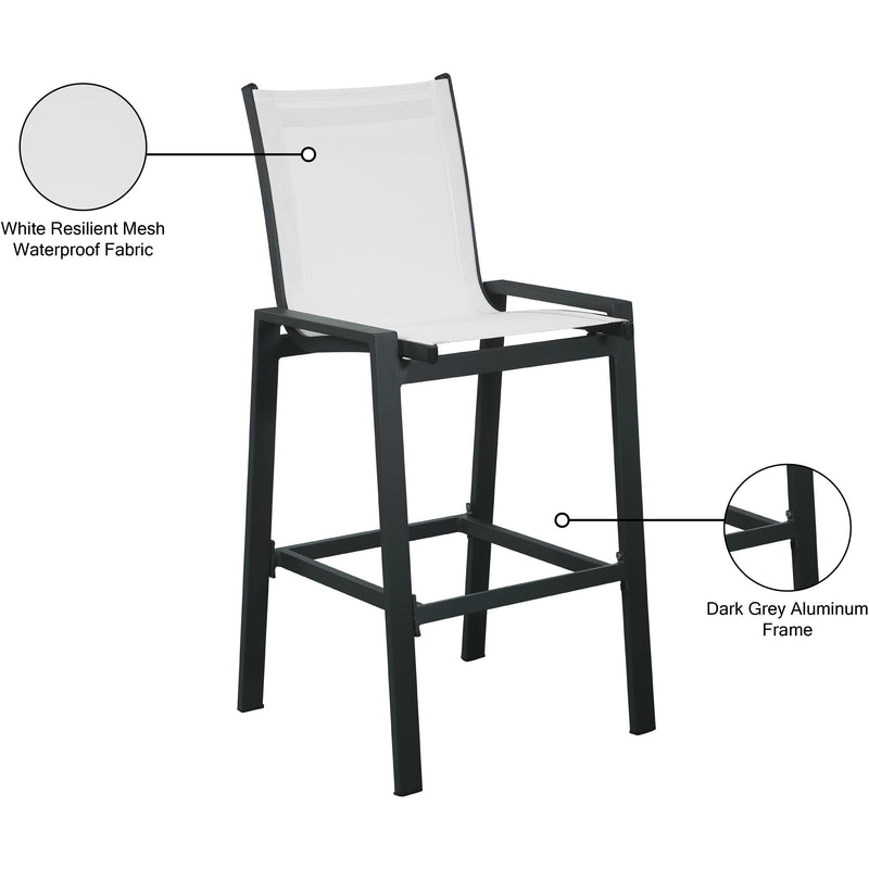 Meridian Nizuc White Mesh Water Resistant Fabric Outdoor Patio Aluminum Mesh Barstool IMAGE 8