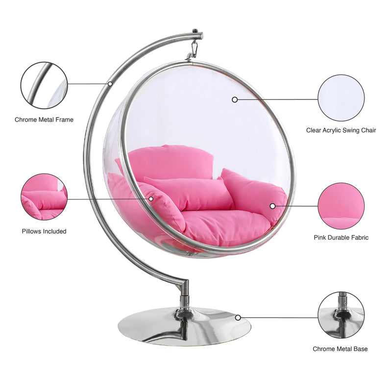 Meridian Luna Pink Durable Fabric Acrylic Swing Chair IMAGE 7