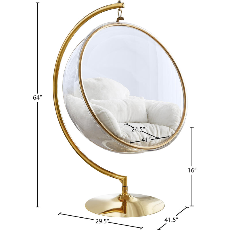Meridian Luna White Faux Fur Acrylic Swing Accent Chair IMAGE 7