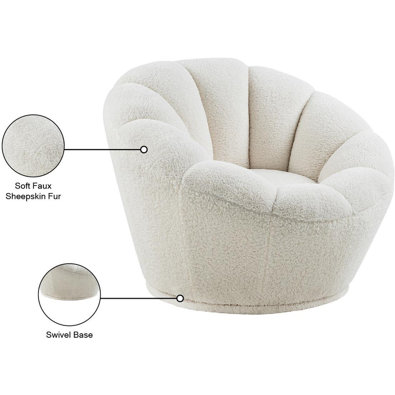 Meridian Dream White Faux Sheepskin Fur Accent Chair IMAGE 7