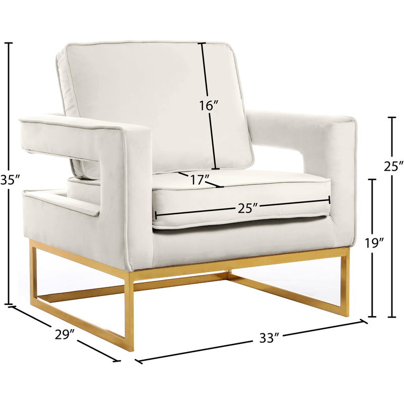 Meridian Noah Cream Velvet Accent Chair IMAGE 7