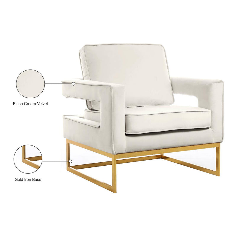 Meridian Noah Cream Velvet Accent Chair IMAGE 8