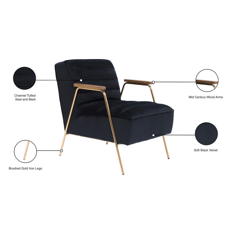 Meridian Woodford Black Velvet Accent Chair IMAGE 7