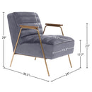 Meridian Woodford Grey Velvet Accent Chair IMAGE 6