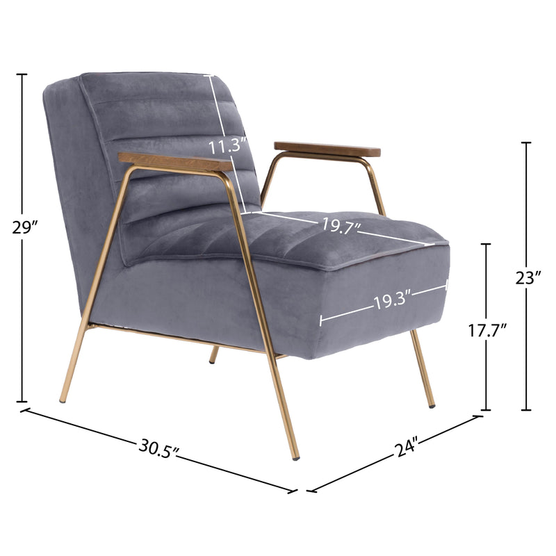Meridian Woodford Grey Velvet Accent Chair IMAGE 6