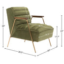 Meridian Woodford Olive Velvet Accent Chair IMAGE 6
