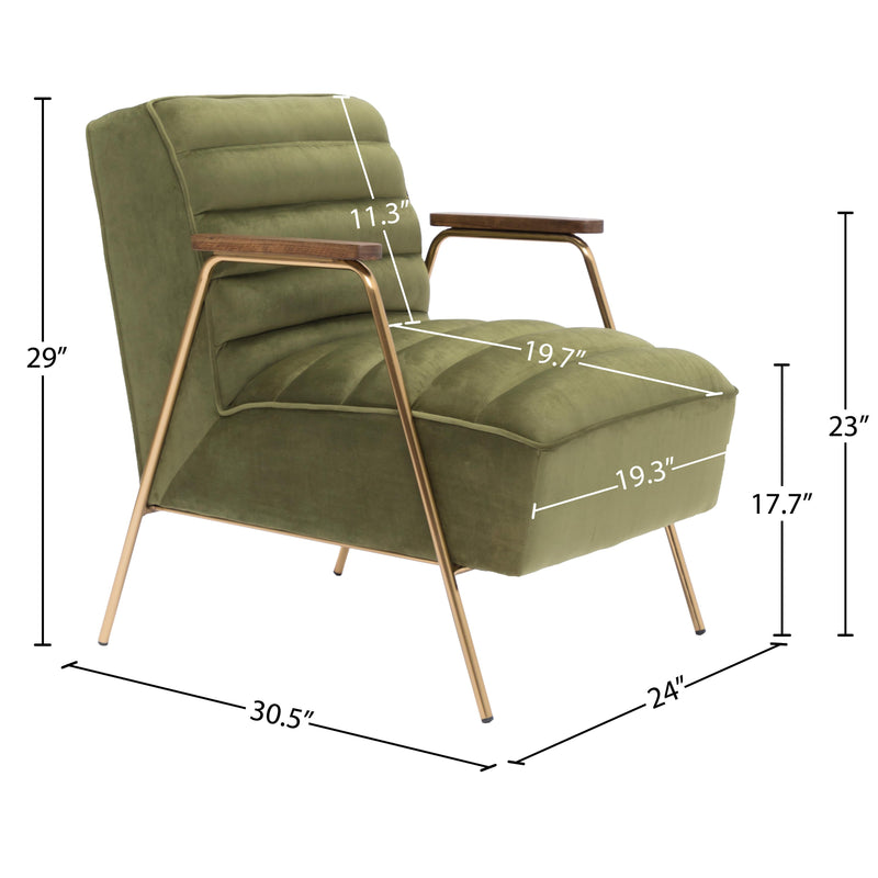 Meridian Woodford Olive Velvet Accent Chair IMAGE 6