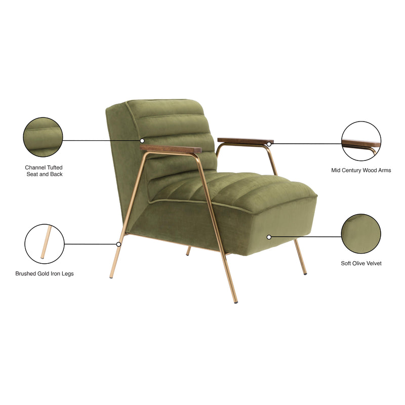 Meridian Woodford Olive Velvet Accent Chair IMAGE 7