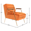 Meridian Woodford Orange Velvet Accent Chair IMAGE 6