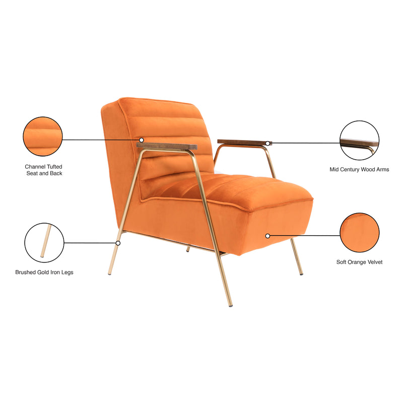 Meridian Woodford Orange Velvet Accent Chair IMAGE 7