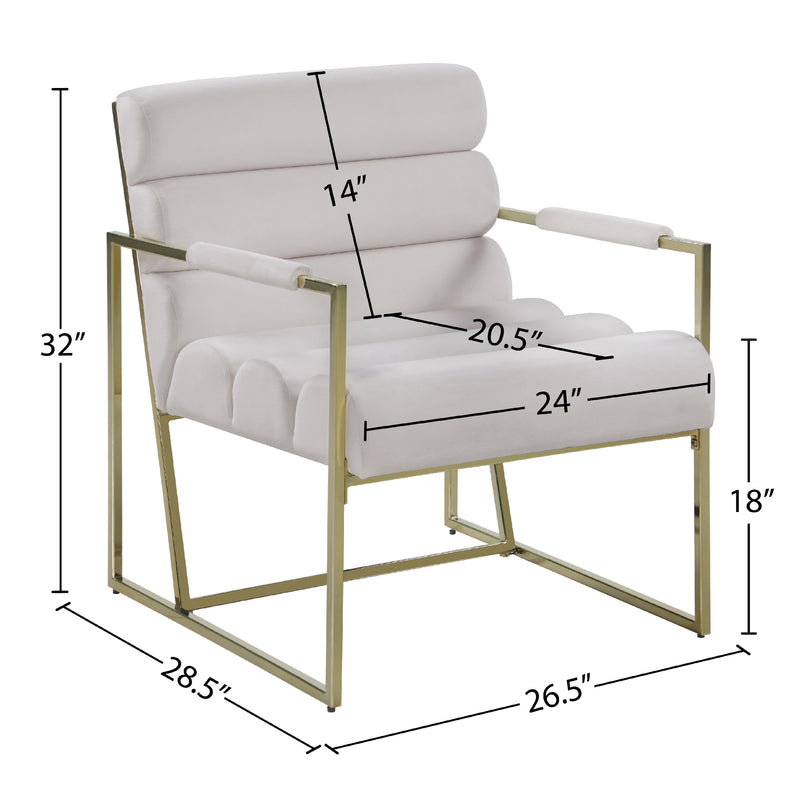 Meridian Wayne Cream Velvet Accent Chair IMAGE 7