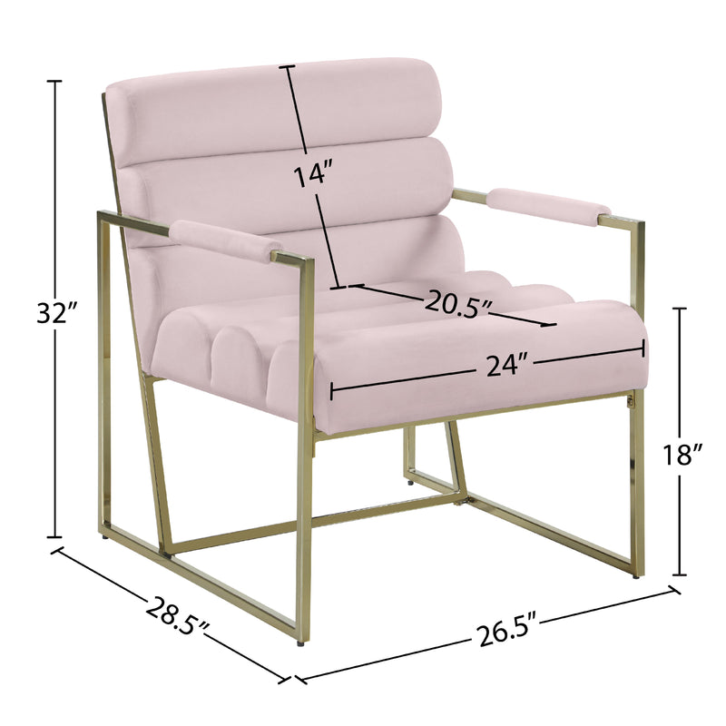 Meridian Wayne Pink Velvet Accent Chair IMAGE 7