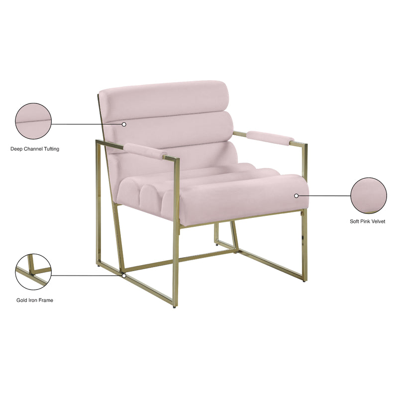 Meridian Wayne Pink Velvet Accent Chair IMAGE 8
