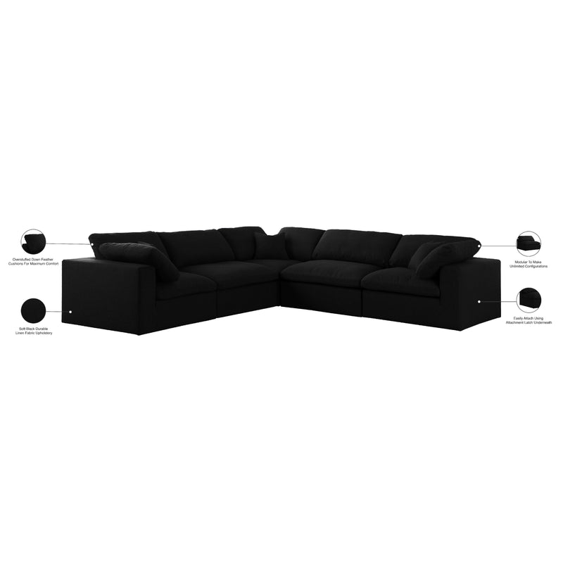 Meridian Serene Black Linen Textured Fabric Deluxe Comfort Modular Sectional IMAGE 8