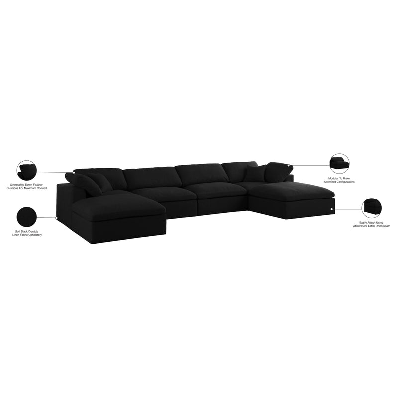 Meridian Serene Black Linen Textured Fabric Deluxe Comfort Modular Sectional IMAGE 9