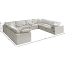 Meridian Plush Cream Velvet Standard Comfort Modular Sectional IMAGE 9