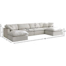 Meridian Plush Cream Velvet Standard Comfort Modular Sectional IMAGE 8