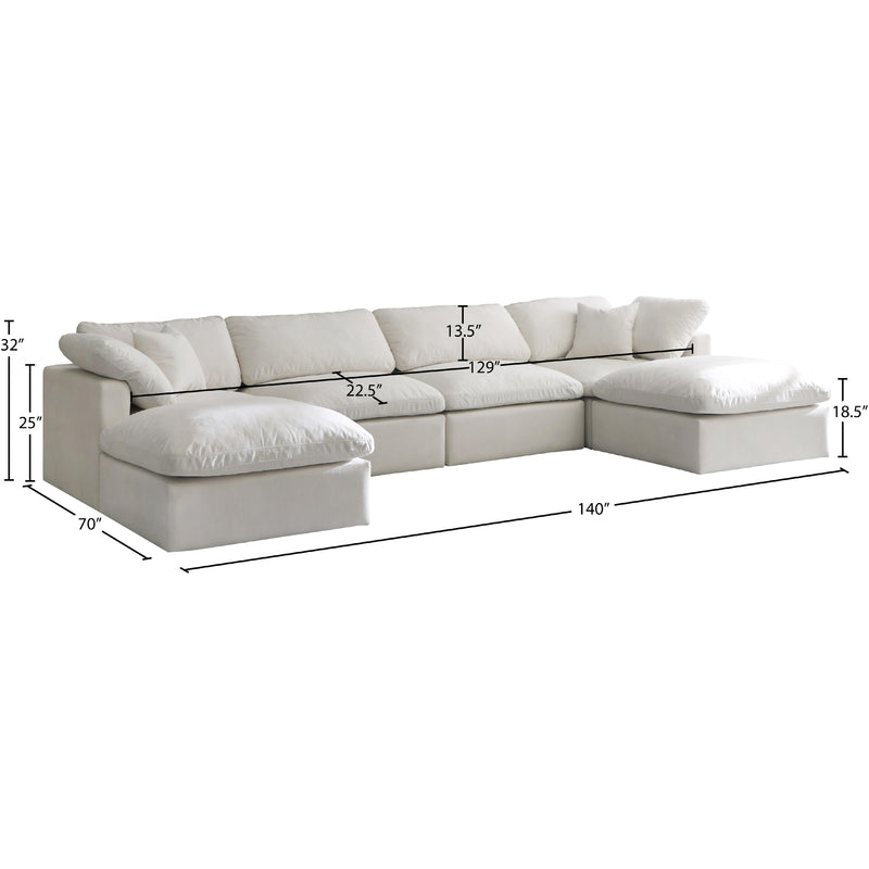 Meridian Plush Cream Velvet Standard Comfort Modular Sectional IMAGE 8