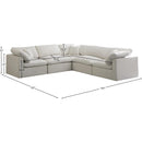 Meridian Plush Cream Velvet Standard Comfort Modular Sectional IMAGE 7