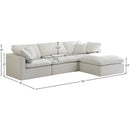 Meridian Plush Cream Velvet Standard Comfort Modular Sectional IMAGE 12