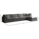 Meridian Plush Grey Velvet Standard Comfort Modular Sectional IMAGE 12